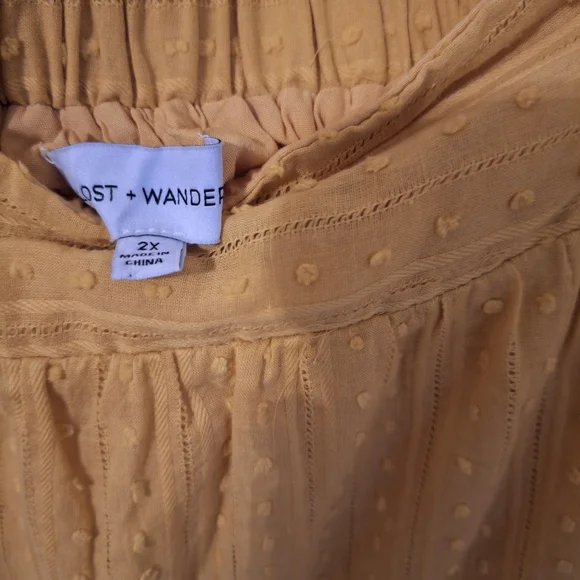 Lost + Wander: Yellow Boho Tiered Cotton Skirt, Elastic Waist Zip Close. Size 2x - Picture 5 of 5